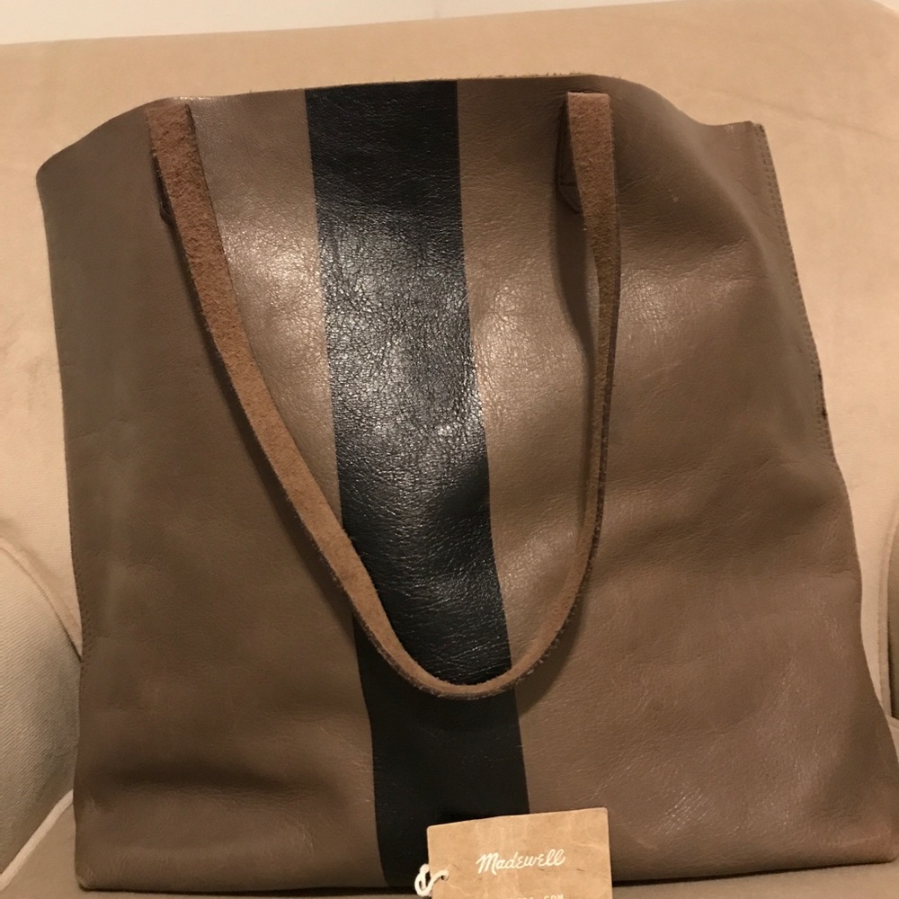 Madewell Paint Stripe Transport Saddle tote